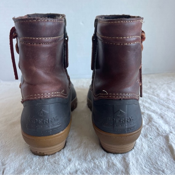 Sperry Duck Brown Leather Boots  Salwater wedge tide Women Size 7 - Picture 4 of 11